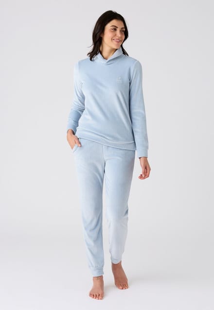 Damart - Pyjama ribfluweel met Thermolactyl-label - Dames - Blauw - 46-48 (L)