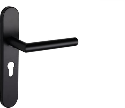 Lavuzo deurkruk Mantua Zwart met afgerond schild PC55 | Per set | Deurklink met schild