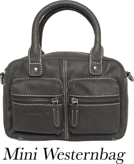 Arrigo Klein Tasje Dames • Schoudertasje • Mini Westernbag • Buffelleer • Zwart