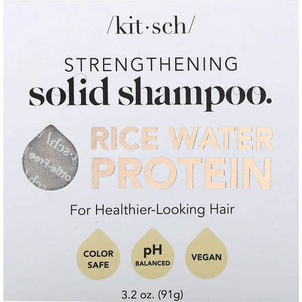Kitsch, Shampoing solide enrichi, barre, protéines d'eau de son de riz, thé blanc et mandarine, 1 barre, 3,2 oz (91 g) beige