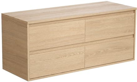 Vente-unique Zwevend wastafelmeubel met plank - Eikenfineer - 120 cm - MILIPAM