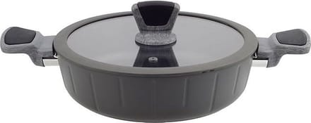Ferveo Bradar Lage Braadpan met Deksel - 24cm - Zwart - Inductie
