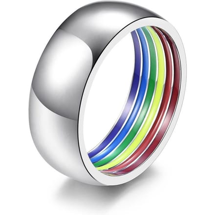 Regenboog Element Gestreept Titanium Staal Ring Roestvrij Staal Armband 9# gray