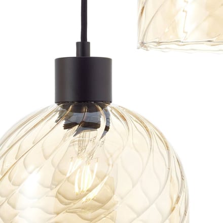 Brilliant Casto - Hanglamp - 6-lichts - E27 max 6x25W - Glas - Amber - Zwart