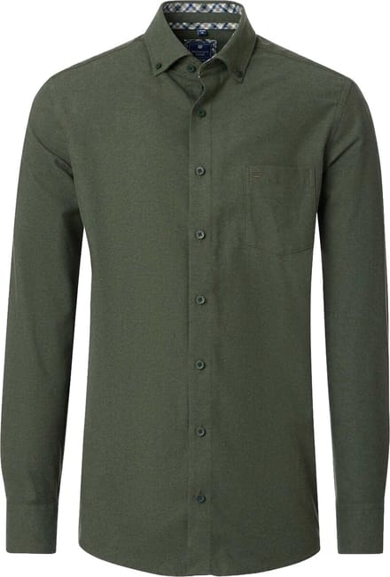 Redmond comfort fit overhemd - flanel - groen