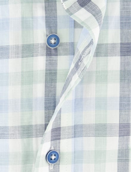 Overhemd Giordano groen blauw geruit met borstzak