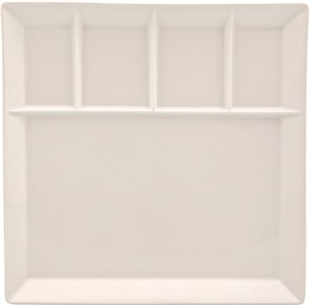 Wit fondue/gourmet bord - 5-vaks - vierkant - 1 stuks - aardewerk - 24 cm