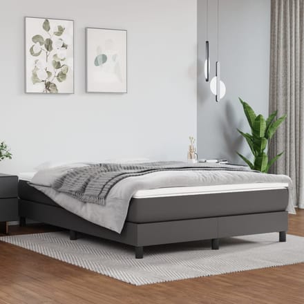 vidaXL - Boxspring - bed - kunstleer - grijs - 140x190 - cm