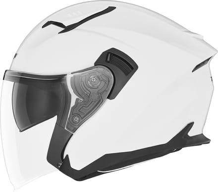 Nox N130 jethelm - scooter helm met ingebouwd getint zonnevizier en lang helder vizier - Wit - Maat S - ECE 22 06