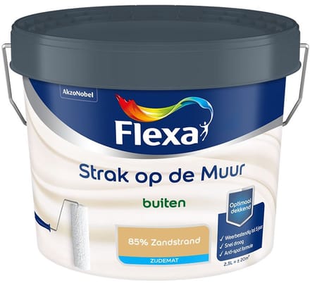 Flexa - Strak Op De Muur Buiten Zijdemat - 85% Zandstrand - Mengverf - 2,5 L