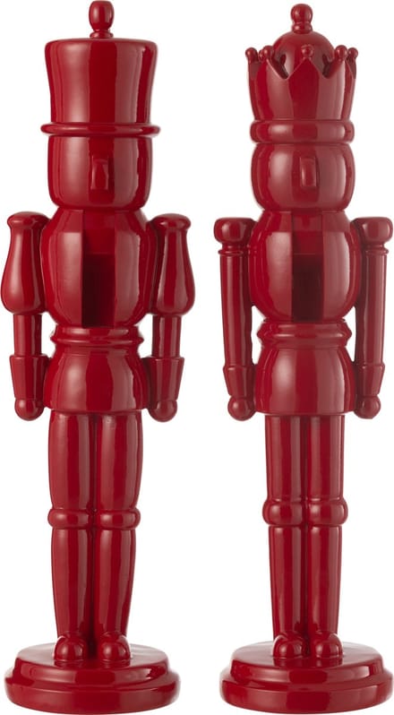 J-Line figuur Notenkraker - polyresin - blinkend rood - large - 2 stuks