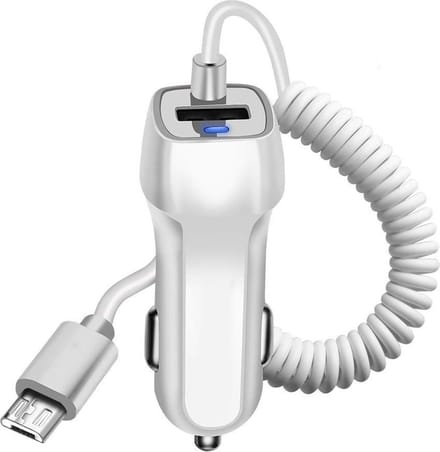 Shop4 - Micro USB Autolader Snellader 2.1A - Wit