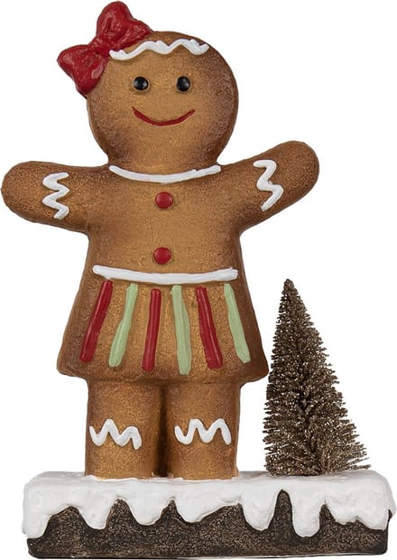 Clayre & Eef Kerstdecoratie Gingerbread man 15x7x21 cm Bruin Keramiek