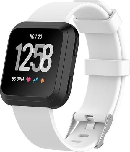 KELERINO. Siliconen bandje geschikt voor Fitbit Versa (Lite) met gespsluiting - Wit - Small