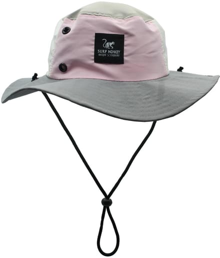 Boonie Waterdichte hoed met koord dames / heren - One size (Roze / Grijs)