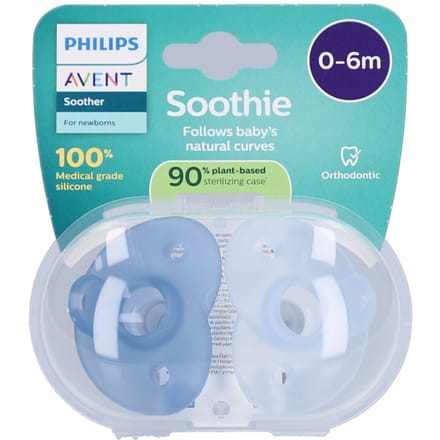Philips Avent Soothie Hart - 0-6 Maanden - 2 Stuks - Plant-based - Blauw - SCF099/21