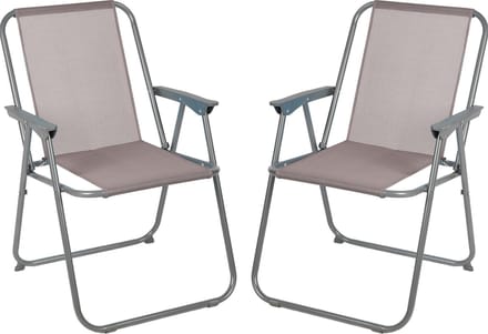 Sunnydays Picnic camping/strand stoel - 2x - aluminium - inklapbaar - beige - L53 x B55 x H75 cm