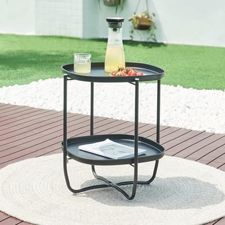 Bijzettafel voor buiten - Vierkante Dienbladtafel van Metaal - 58x46 cm - Stijlvol en Functioneel