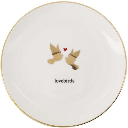Zusss Gebaksbordje Lovebirds Keramiek White / Gold
