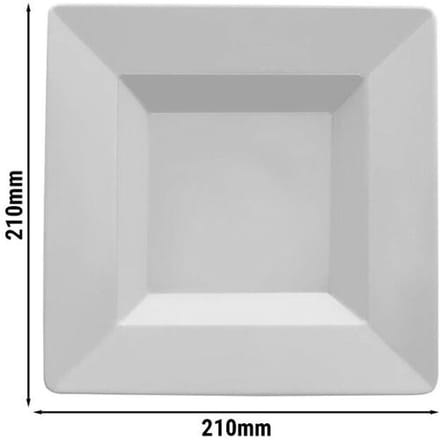 GGM Gastro (24 Stück) MAYA - Teller - tief & quadratisch - 210x210mm - Weiß Wit
