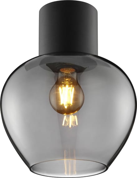 Brilliant Ligari - Plafondlamp - ø 23 cm - E27 max 1x20W - Zwart/Smoke