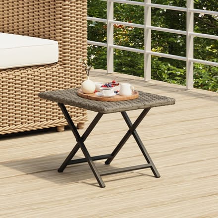 vidaXL - Tafel - inklapbaar - 45x35x32 - cm - poly - rattan - grijs