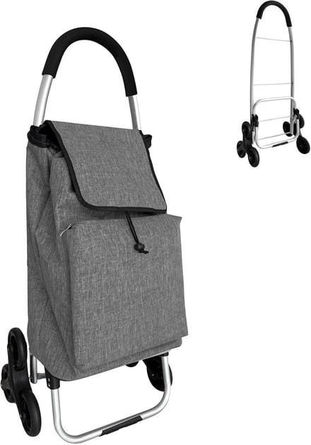 Boodschappentrolley traploper - 45 l - opvouwbaar - grijs