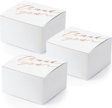 PartyDeco cadeaudoosje Thank You - Bruiloft bedankje - 40x - wit/rosegoud - papier - 6 x 4 cm