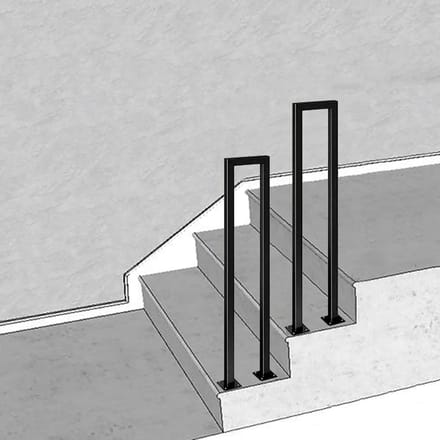 Tuinstap trapleuning - Buitensteuning steun - Veilig traplopen - Gepoede afwerking - 65 cm lengte - Zwart metaal