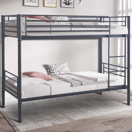Rousseau - Stapelbed metaal Sammy 90x200cm opsplitsbaar- donkergrijs