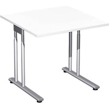 Bureautafel PALENQUE, C-poot, rechthoek, B 800 x D 800 x H 680-820 mm, wit