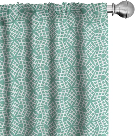 ABAKUHAUS Aqua-Damast gordijnen – 2x75x175 cm – zeegroen & wit – microvezel