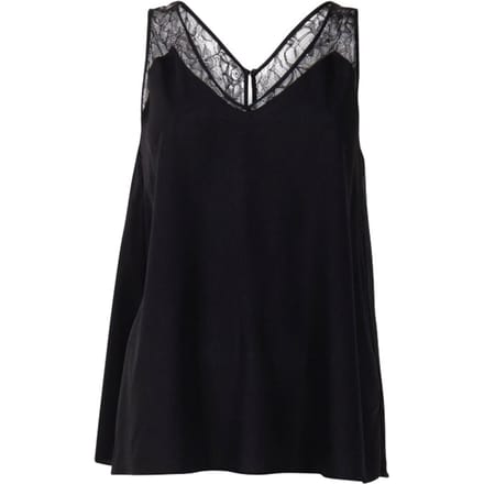French Connection Crepe Light Lace Trim Vest Black Taglia: S | Canottiere Outlet | Donna | Nero