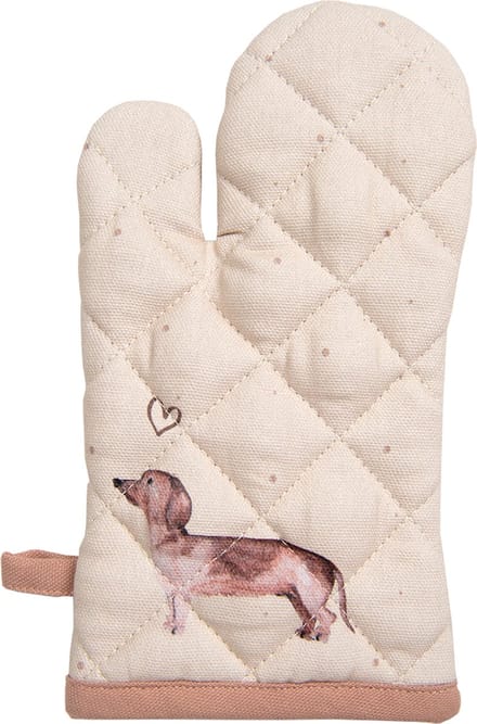 Clayre & Eef Ovenwant 18x30 cm Beige Katoen Teckel