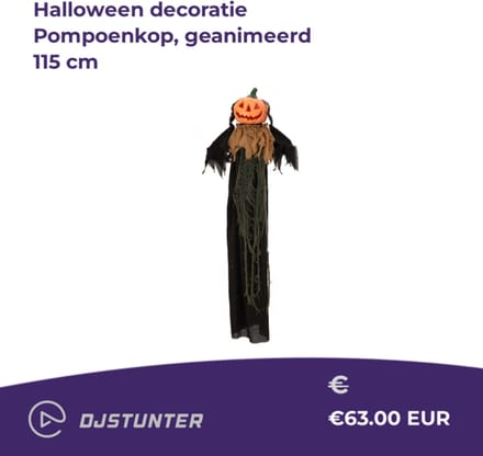 Europalms Halloween Figur Kürbiskopf, animiert 115cm - Halloweendecoratie