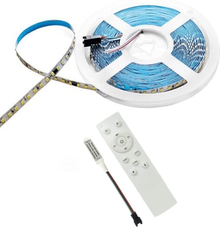 LED strip 10M dynamisch effect 120LED/m 24V 10W/m + RF-controller 12-24V voor warm wit LED-strip - Overig - Wit Chaud 2300K - 3500K - SILUMEN