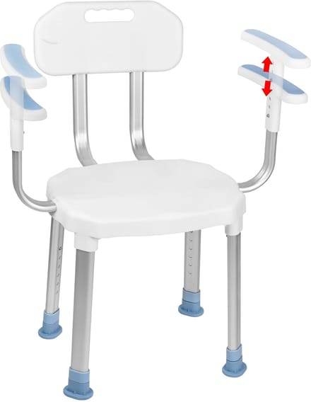 ACXIN Douchezitje – Verstelbaar 150 kg – Met Armleuningen – Rugleuning – Antislip