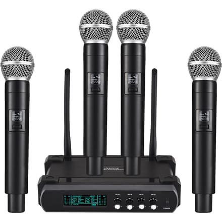 Draadloos Microfoonsysteem Ontvanger met Draadloze Handmicrofoon V-Band Ruisonderdrukking voor Thuis US Plug