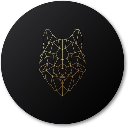 Minimalist Wolf - Goud - Muurcirkel Forex 80cm | Wandcirkel voor binnen - Dieren