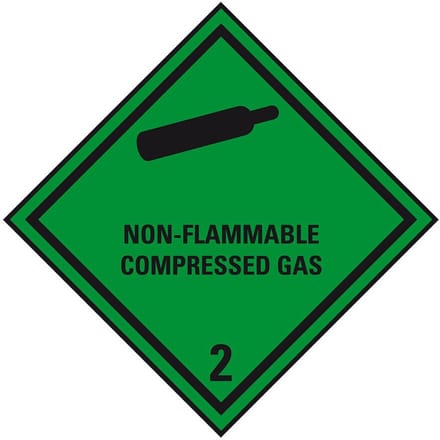 ADR klasse 2.2 sticker niet brandbaar gas met tekst 100 x 100 mm
