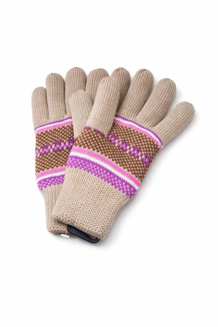 Gebreide Handschoenen – Warme Winterhandschoenen – Beige/Roze M