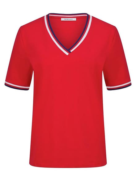 T-shirt V-hals Van Peter Hahn rood
