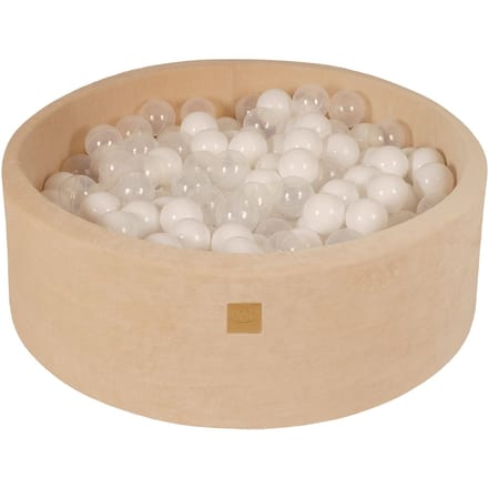 Ballenbak VELVET Ecru - 90x30 incl. 200 ballen - Wit, Transparant