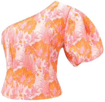 Roze oranje top elegant sleeve top short - perfect for 21 dinner - pink orange - maat m