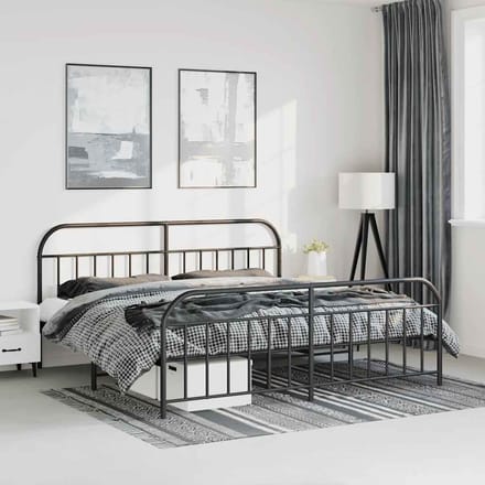 vidaXL - Bedframe - met - hoofd- - en - voeteneinde - metaal - zwart - 193x203 - cm