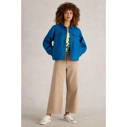 White Stuff Camille Linen Jacket Bright Blue Größe: 24 | Cropped-Jacken Outlet | Damen | Weiß