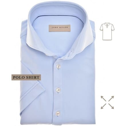 John Miller Slim-Fit Hyperstretch Short Sleeve Button-Polo Licht Blauw / male