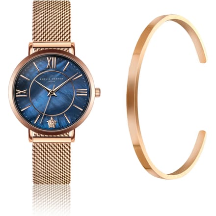 Dameshorloge en armband Amelia Parker Petite Blue