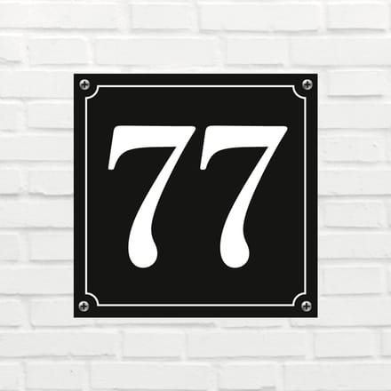 Huisnummerbord Mat zwart Deluxe - Nummer 77 - incl. bevestiging
