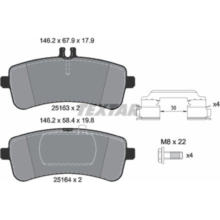 Remblokset TEXTAR 2516301, achter